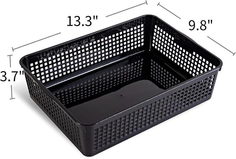 Eslite A4 Size Plastic Storage Basket,Desktop File Paper Letter Organizer Tray, 6-Packs (Black) - Image 2